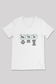 Kimya Periyodik Tablo Anne Baskılı Unisex V Yaka Beyaz Tişört - Tshirt