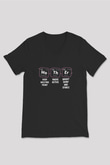 Kimya Periyodik Tablo Anne Baskılı Unisex V Yaka Siyah Tİşört - Tshirt