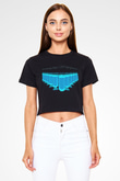 Kimyager Siyah Crop Top Tişört