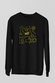 Kimyasal Bağlar Ve Formüller Baskılı Unisex Siyah Sweatshirt