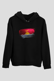 Kiribati Bayrağı Baskılı Unisex Siyah Kapüşonlu Sweatshirt