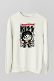Kiss Baskılı Unisex Beyaz Sweatshirt