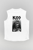 Kiss Beyaz Unisex Kolsuz Tişört