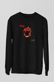 Kittie Baskılı Unisex Siyah Sweatshirt