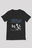 Kittie Baskılı Unisex Siyah V Yaka Tişört - Tshirt