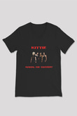Kittie Baskılı Unisex Siyah V Yaka Tişört - Tshirt