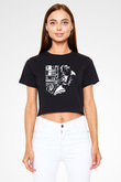 Klarnetçi Siyah Crop Top Tişört