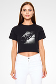 Klarnetçi Siyah Crop Top Tişört