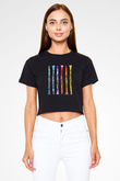 Klarnetçi Siyah Crop Top Tişört