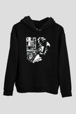 Klarnetçi Siyah Unisex Kapşonlu Sweatshirt