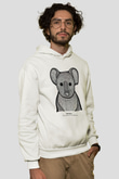 Koala Baskılı Beyaz Unisex Hoodie
