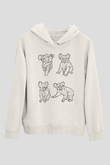 Koala Baskılı Beyaz Unisex Hoodie