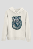 Koala Baskılı Beyaz Unisex Hoodie