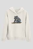 Koala Baskılı Beyaz Unisex Hoodie
