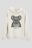 Koala Baskılı Beyaz Unisex Hoodie