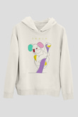 Koala Baskılı Beyaz Unisex Hoodie