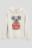 Koala Baskılı Beyaz Unisex Hoodie