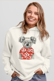 Koala Baskılı Beyaz Unisex Hoodie