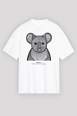 Koala Baskılı Beyaz Unisex Oversize Tişört - Tshirt