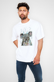 Koala Baskılı Beyaz Unisex Oversize Tişört - Tshirt