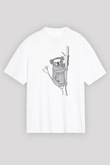 Koala Baskılı Beyaz Unisex Oversize Tişört - Tshirt