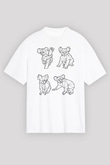 Koala Baskılı Beyaz Unisex Oversize Tişört - Tshirt