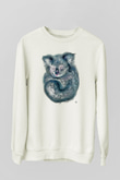 Koala Baskılı Beyaz Unisex Sweatshirt