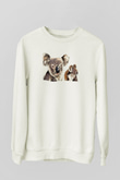 Koala Baskılı Beyaz Unisex Sweatshirt