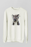 Koala Baskılı Beyaz Unisex Sweatshirt