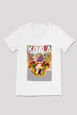 Koala Baskılı Beyaz Unisex V Yaka Tişört - Tshirt