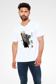Koala Baskılı Beyaz Unisex V Yaka Tişört - Tshirt