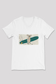 Koala Baskılı Beyaz Unisex V Yaka Tişört - Tshirt