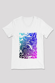 Koala Baskılı Beyaz Unisex V Yaka Tişört - Tshirt