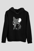 Koala Baskılı Unisex Siyah Hoodie