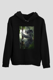 Koala Baskılı Unisex Siyah Hoodie