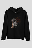 Koala Baskılı Unisex Siyah Hoodie