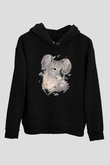 Koala Baskılı Unisex Siyah Hoodie