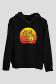 Koala Baskılı Unisex Siyah Hoodie