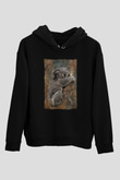 Koala Baskılı Unisex Siyah Hoodie