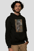 Koala Baskılı Unisex Siyah Hoodie