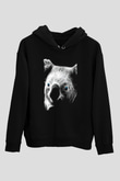 Koala Baskılı Unisex Siyah Hoodie