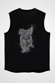 Koala Baskılı Unisex Siyah Kolsuz Tişört - Tshirt