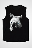 Koala Baskılı Unisex Siyah Kolsuz Tişört - Tshirt