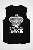 Koala Baskılı Unisex Siyah Kolsuz Tişört - Tshirt