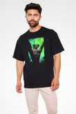 Koala Baskılı Unisex Siyah Oversize Tişört - Tshirt