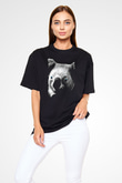 Koala Baskılı Unisex Siyah Oversize Tişört - Tshirt