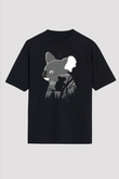 Koala Baskılı Unisex Siyah Oversize Tişört - Tshirt