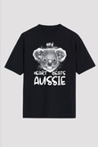 Koala Baskılı Unisex Siyah Oversize Tişört - Tshirt