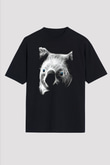 Koala Baskılı Unisex Siyah Oversize Tişört - Tshirt
