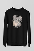 Koala Baskılı Unisex Siyah Sweatshirt